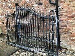 Wrought Iron Entrance Gates black with gold tops electric/manual well made